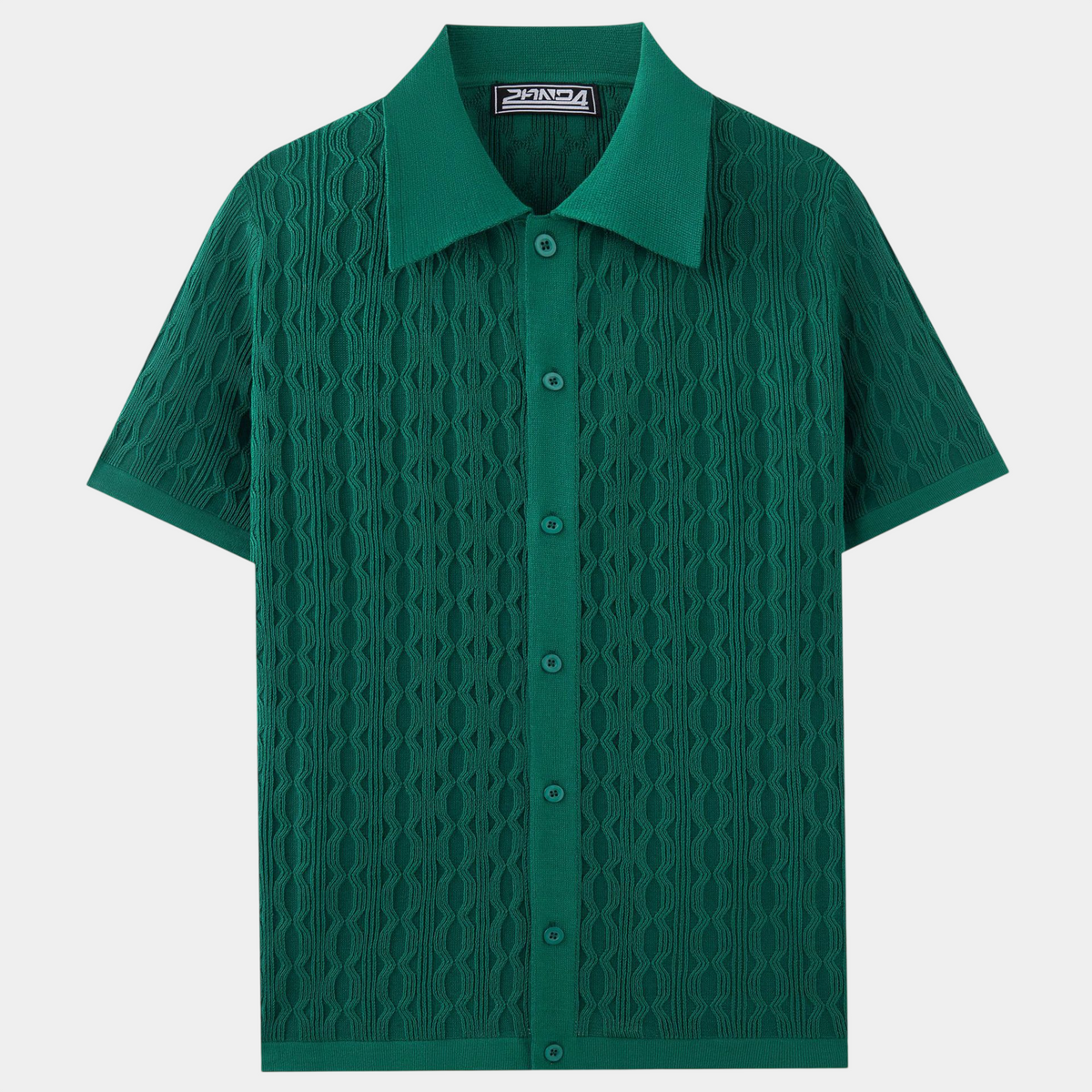 Premium Textured Jacquard Knit Polo Shirt