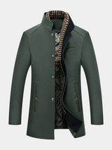 Urban Stand Collar Wool Coat With Detachable Scarf