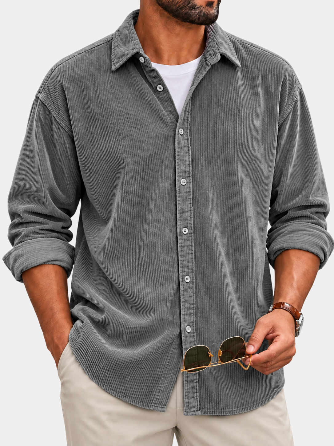 Premium Thick Vintage Corduroy Long Sleeve Shirt
