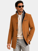 Urban Stand Collar Wool Coat With Detachable Scarf