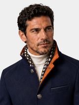 Urban Stand Collar Wool Coat With Detachable Scarf