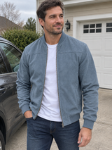 Premium Suede Stand Collar Zip Suede Jacket