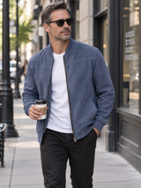 Premium Suede Stand Collar Zip Suede Jacket