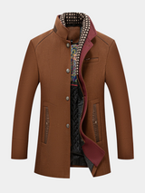 Urban Stand Collar Wool Coat With Detachable Scarf