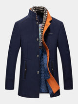 Urban Stand Collar Wool Coat With Detachable Scarf